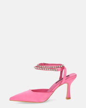 DORIS - scarpe con tacco il lycra rosa e gemme sul cinturino