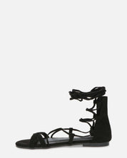 YANNA - sandali in camoscio nero con lacci