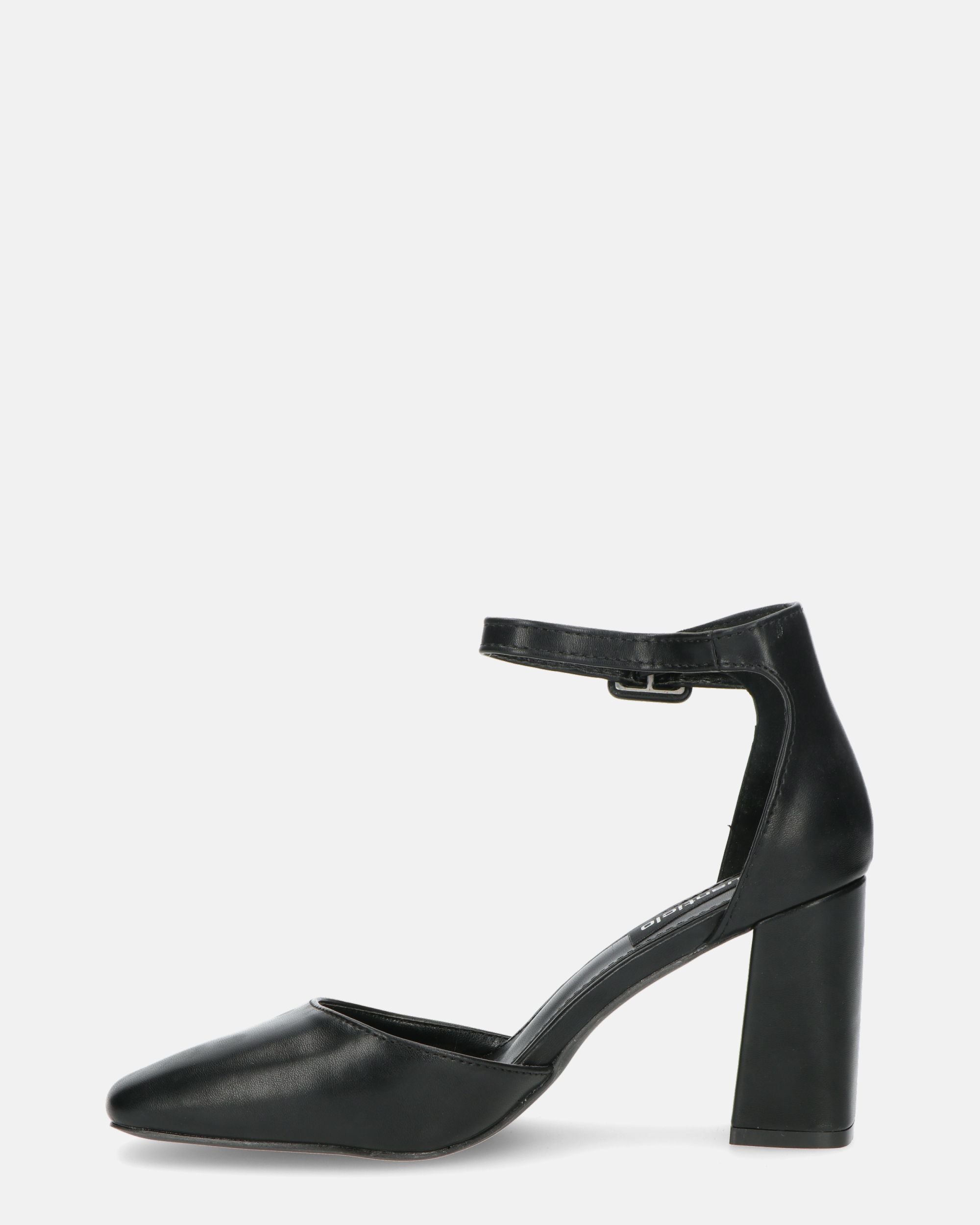 POLINA - scarpe nere con tacco e cinturino