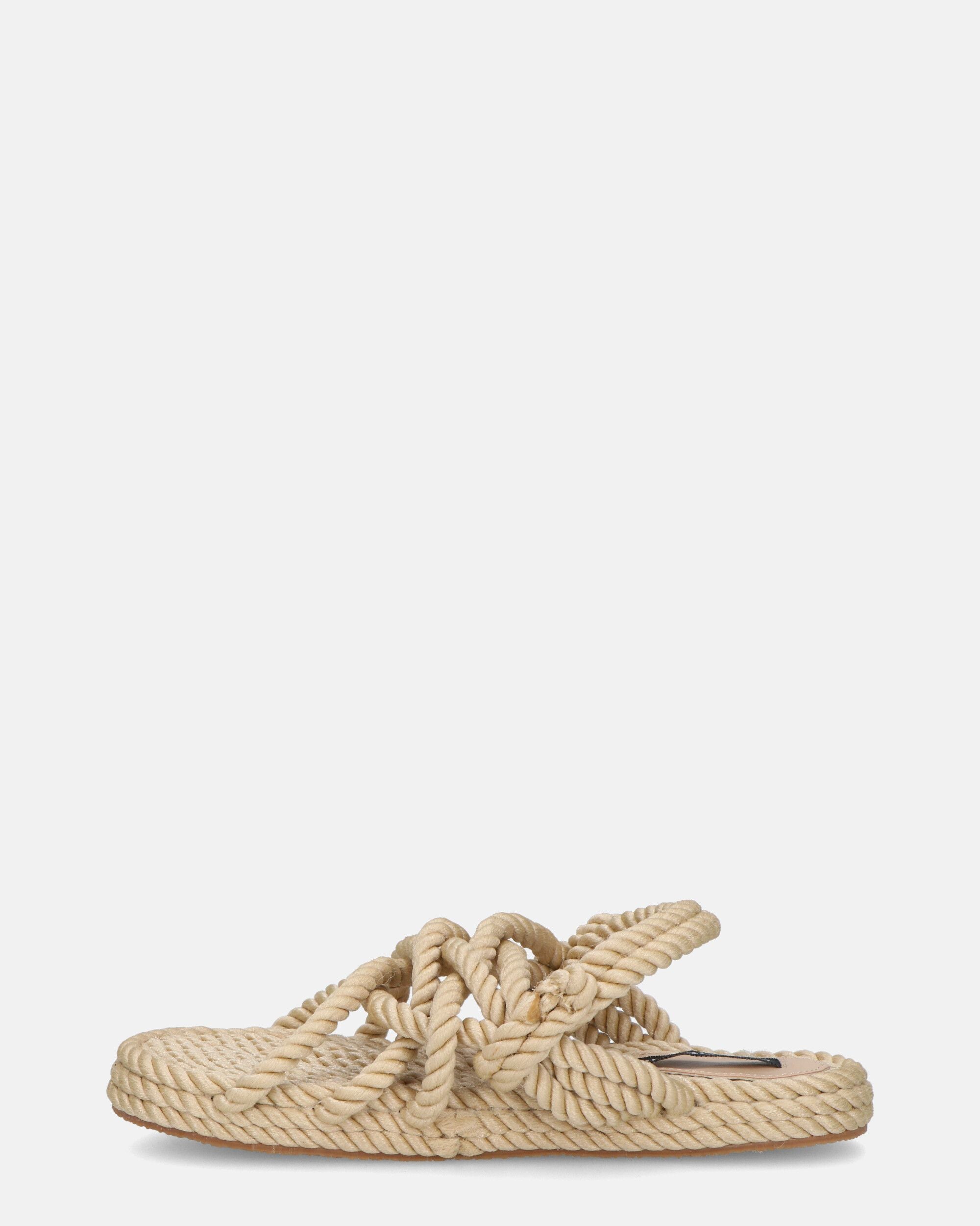KATERYNA - sandali beige di corda intrecciata