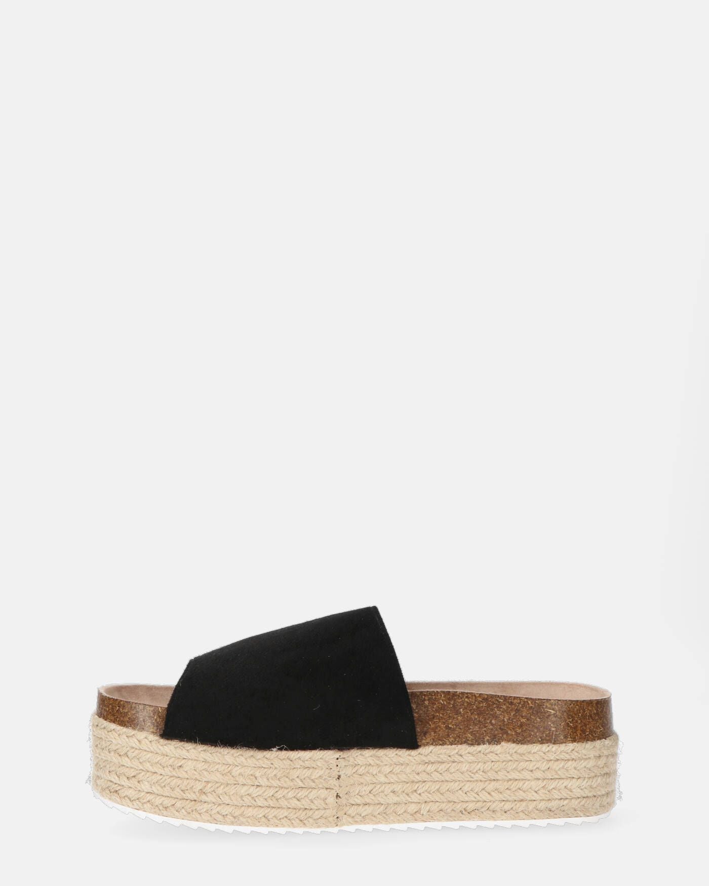 BRYANA - claquettes étoiles paille en noir