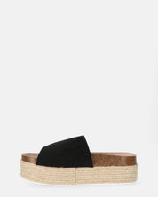 BRYANA - claquettes étoiles paille en noir