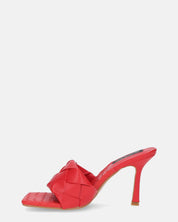 ENRICA - sandalo in pelle rossa intrecciata con tacco
