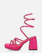 AZUKA - sandales fuchsia à talon et spirale