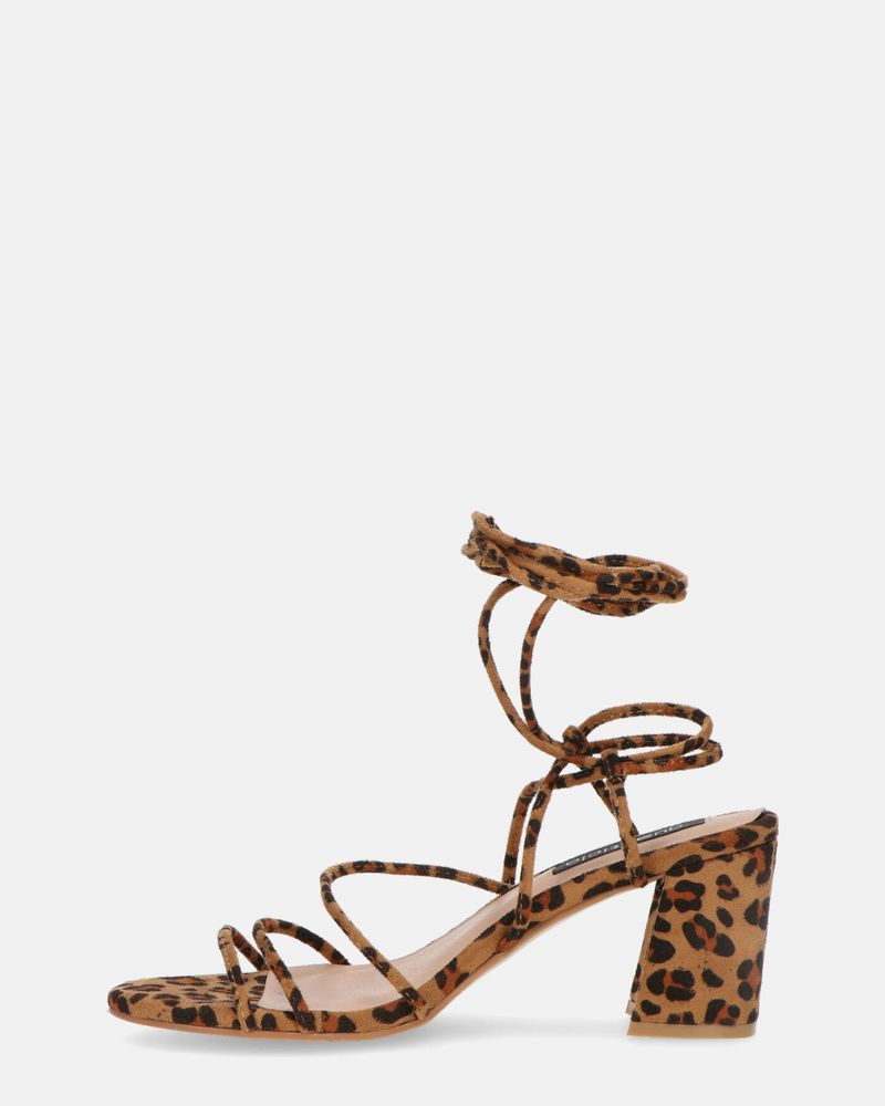 TALIA - sandali con tacco in camoscio leopardato