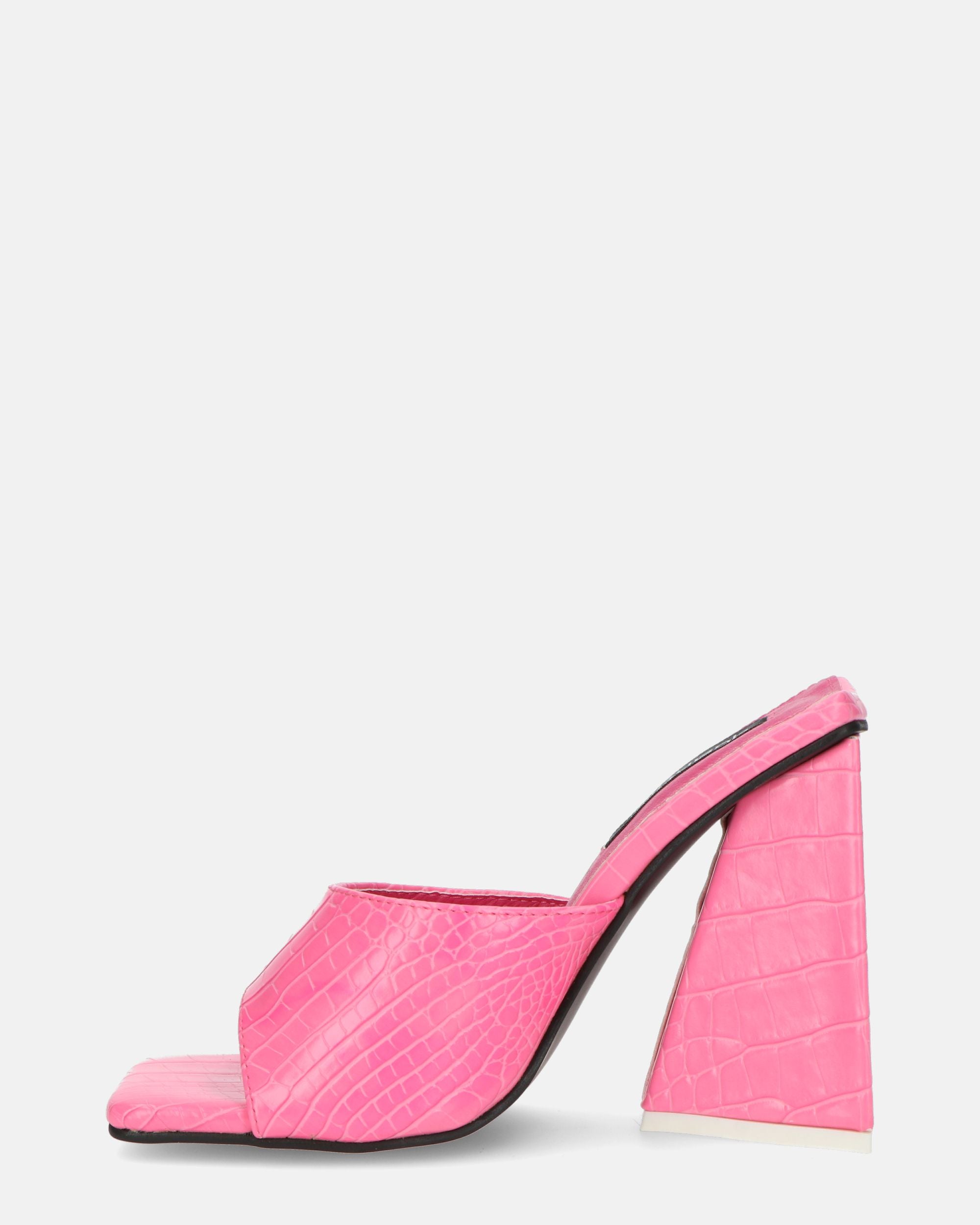BUKET - sandali con tacco in rosa coccodrillo