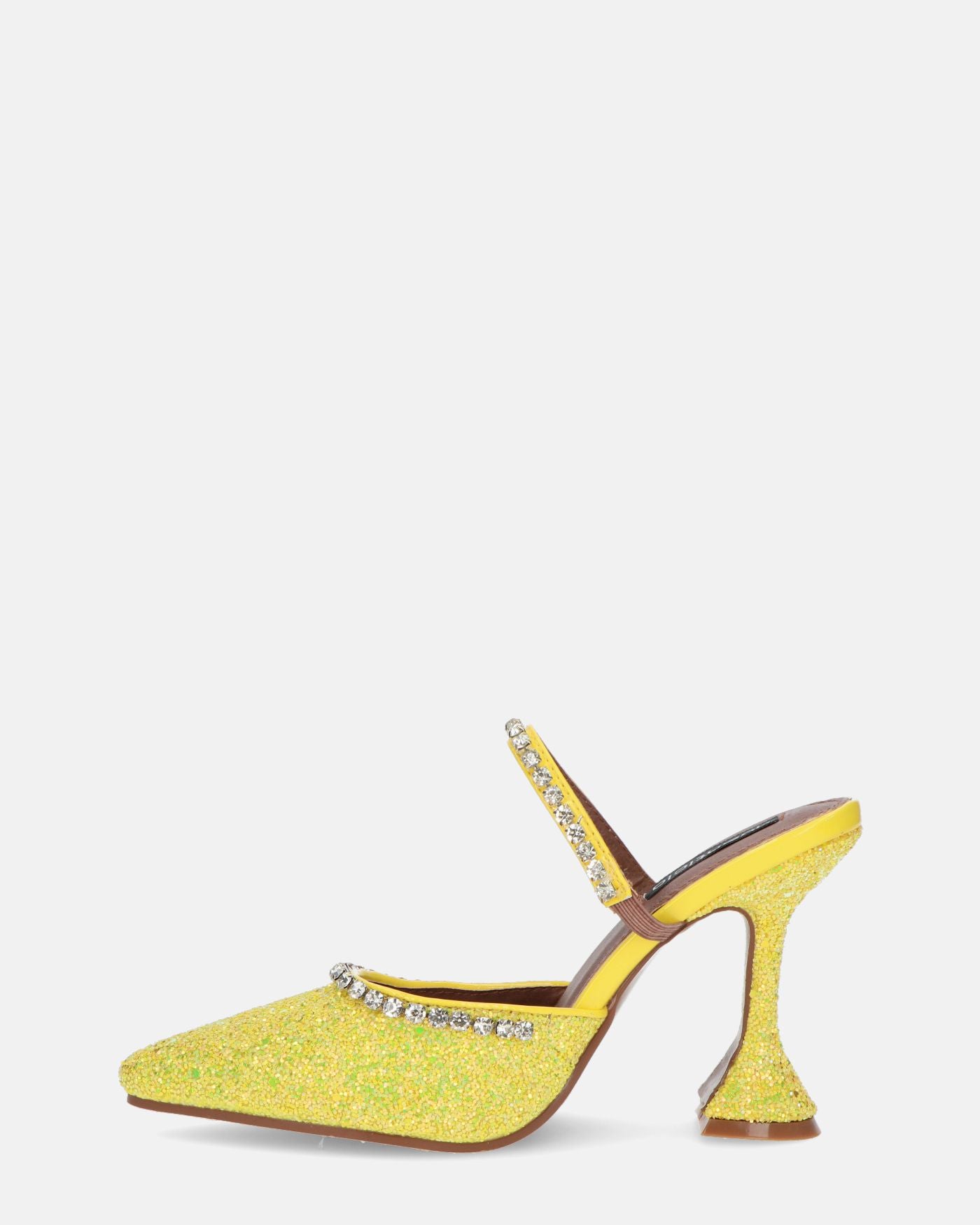 PERAL - scarpa con tacco in glitter giallo con gemme