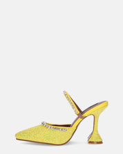 PERAL - scarpa con tacco in glitter giallo con gemme