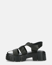 MACKENZIE - sandali platform con cinturini in ecopelle nera