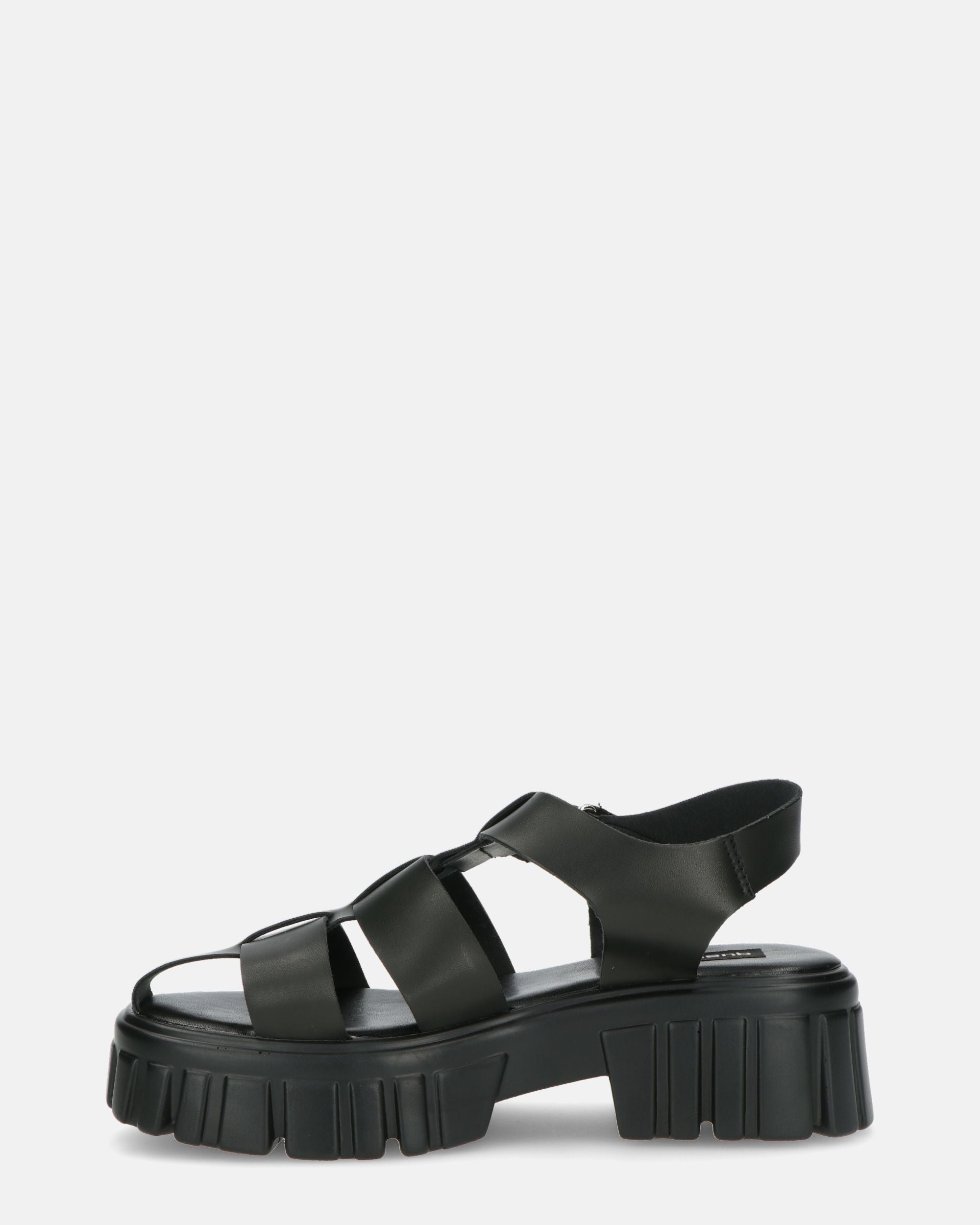 MACKENZIE - sandali platform con cinturini in ecopelle nera