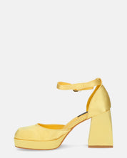 VIDA - scarpe con tacco squadrato in satin giallo
