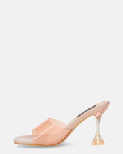 FIAMMA - sandalo con tacco in perspex beige con suola in PU