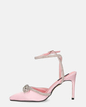 MARETA - scarpe con tacco rosa con brillantini e fiocco glitter