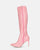 LAILA - stivali alti in ecopelle rosa con trama coccodrillo e cintura laterale