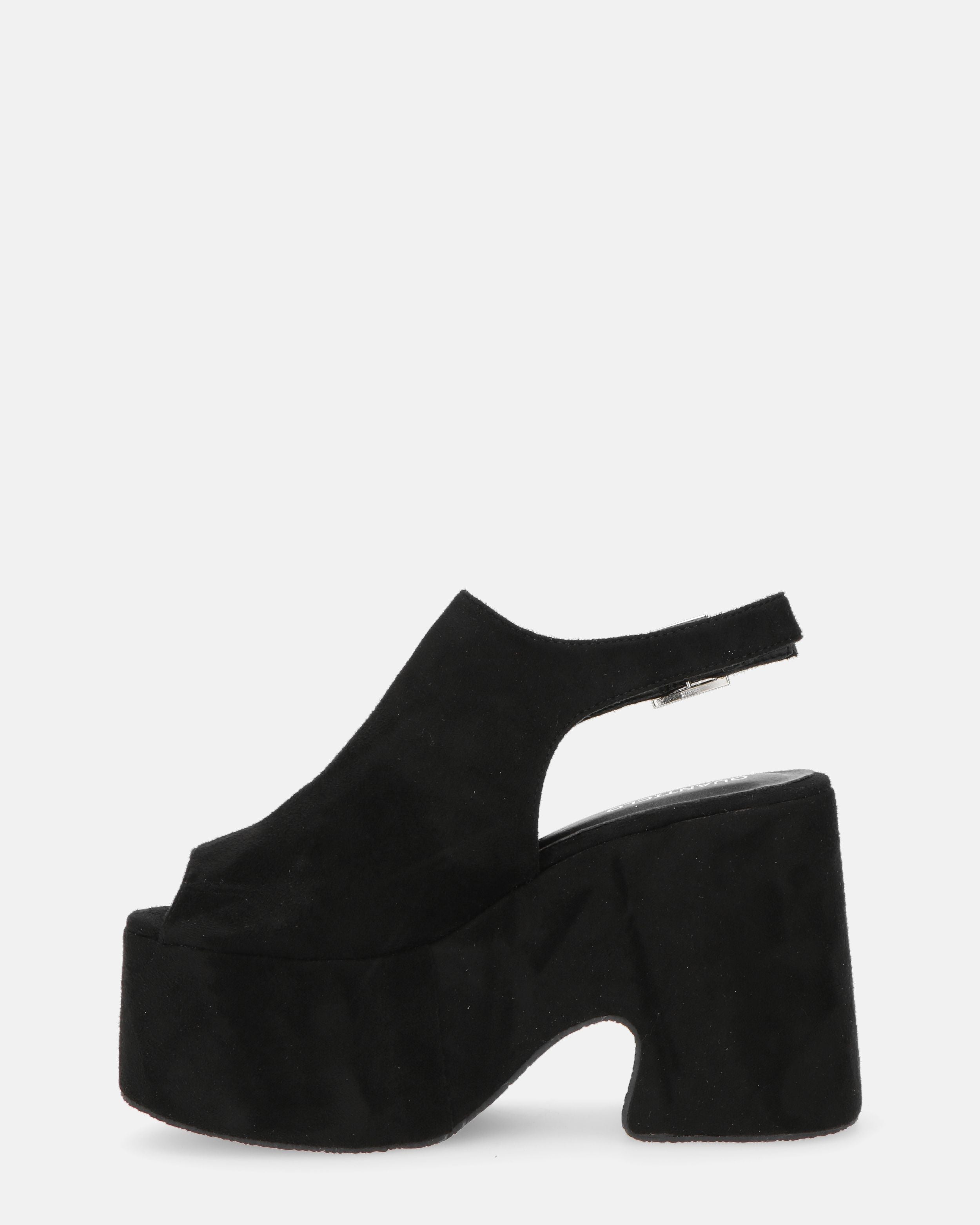 MARTA - tacco plateau in camoscio nero