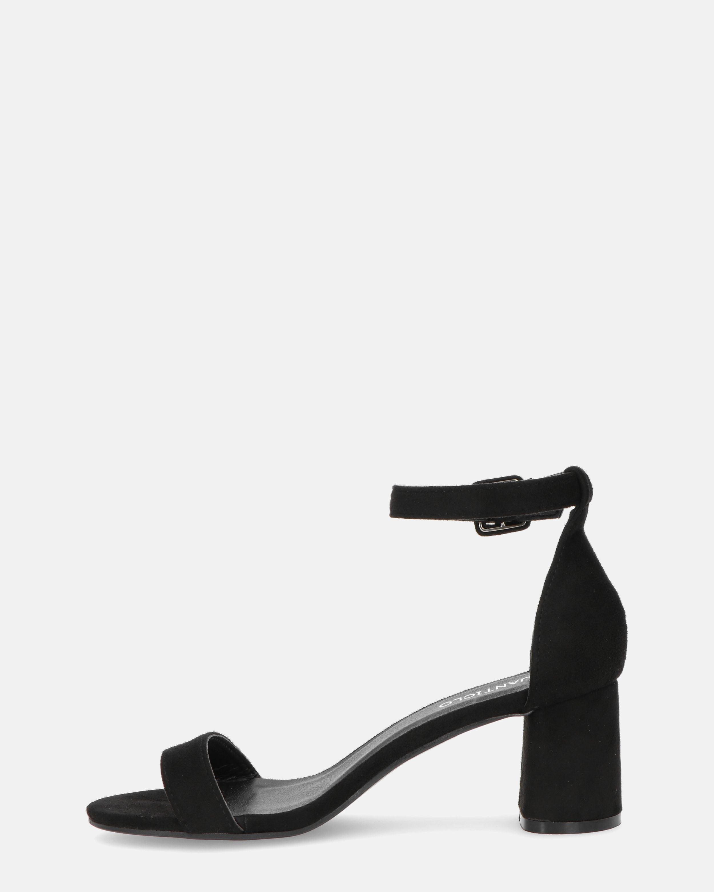 CAMILLA - sandalo con tacco in camoscio nero