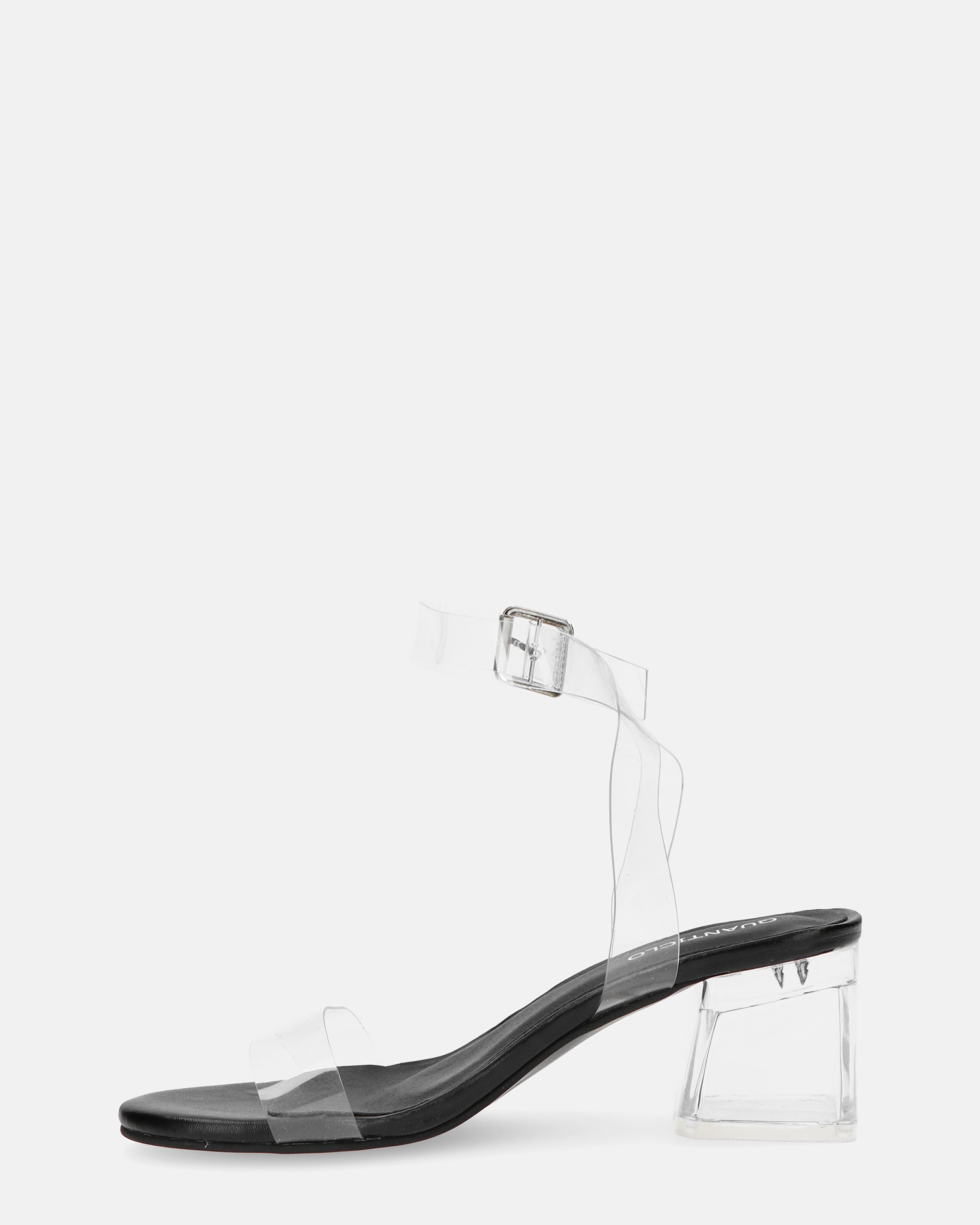 NENA - sandali neri con tacco e cinturini in perspex