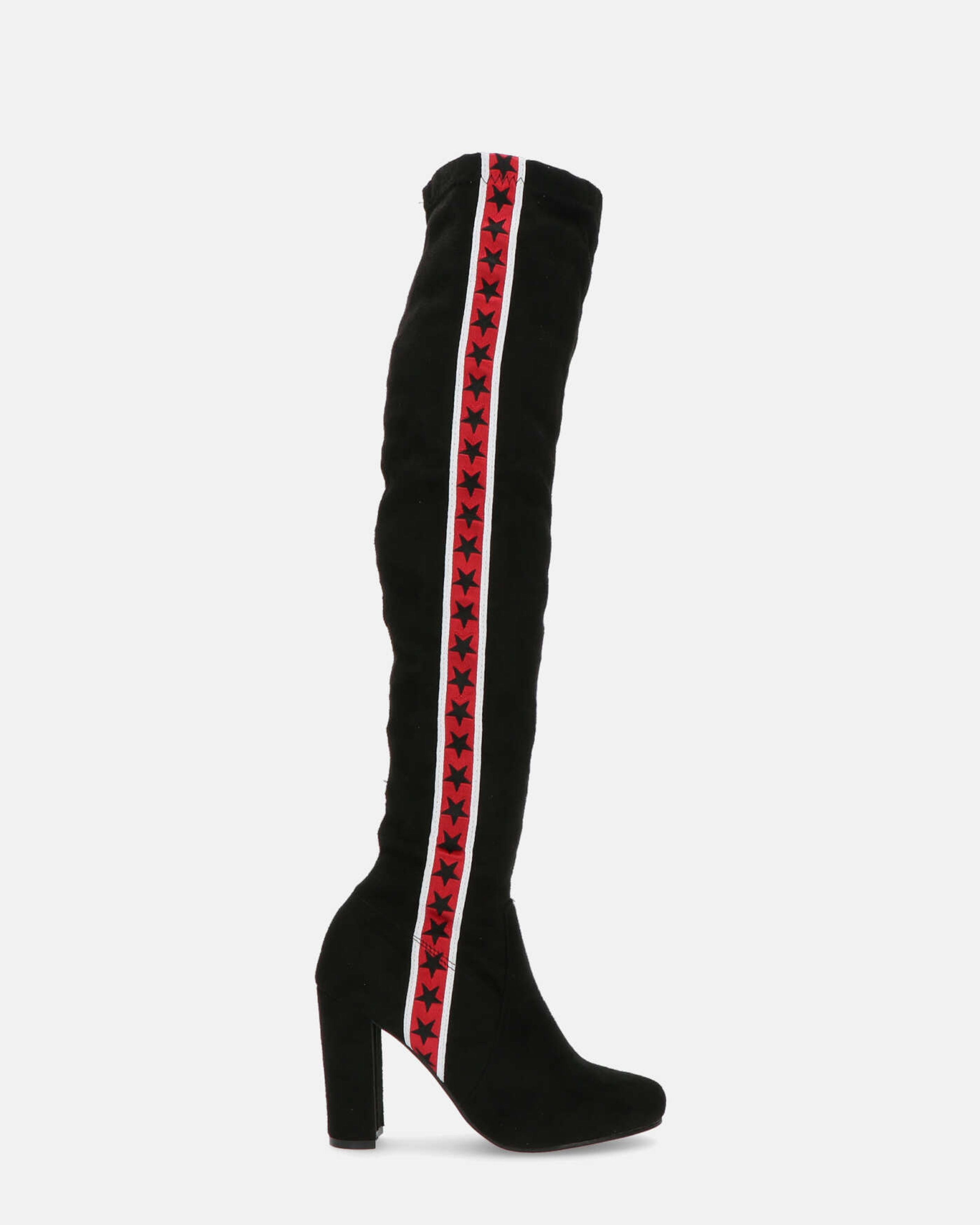 JENNEL - stivali sopra il ginocchio con tacco e striscia rossa stellata
