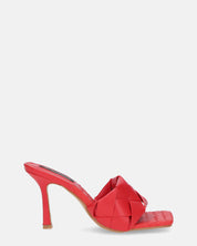 ENRICA - sandalo in pelle rossa intrecciata con tacco