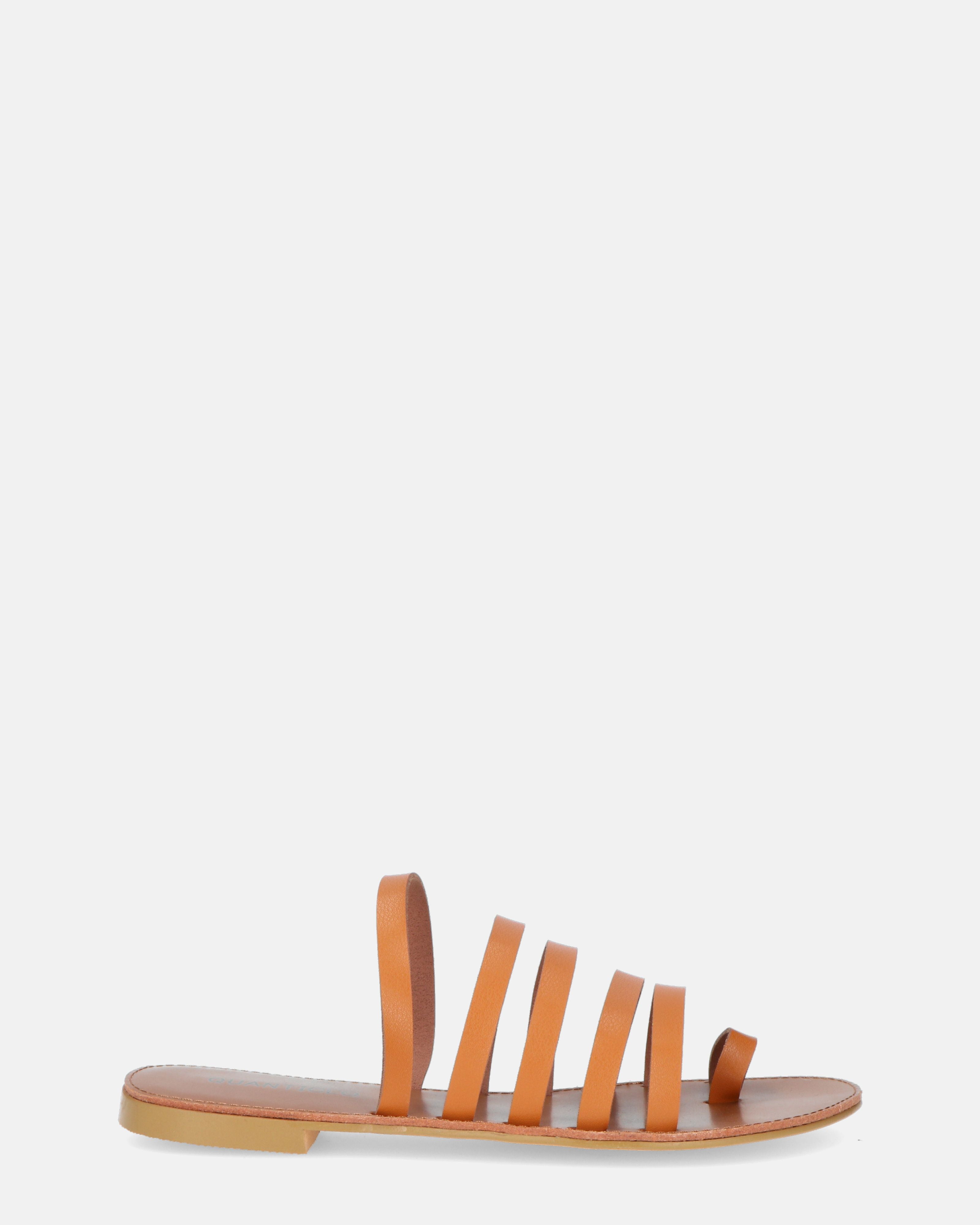 MAITI - multi strap sliders in brown - QUANTICLO