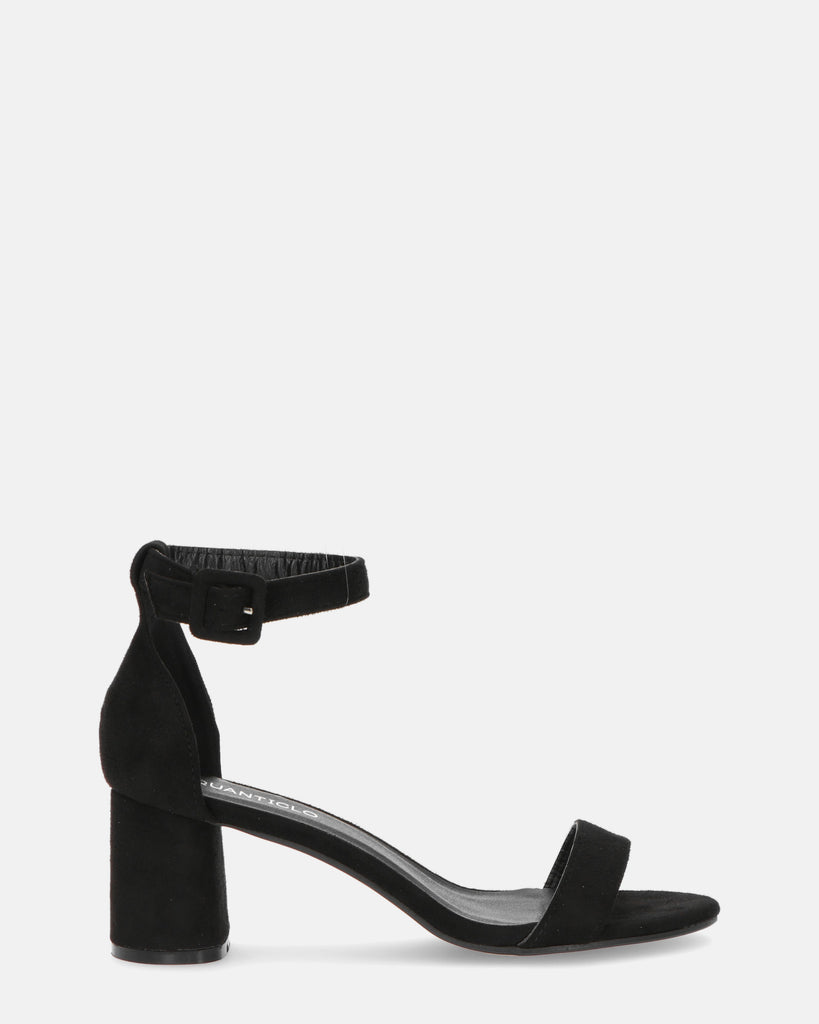 CAMILLA - black ankle strap heeled sandals - QUANTICLO