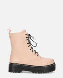 STACEE - stivaletto beige platform stringato