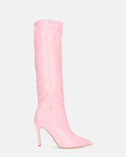 LOLY - stivale con tacco in pitonato rosa