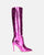 LOLY - stivale con tacco in coccodrillo fuchsia metallico