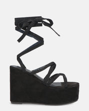 OLLIE - zeppa nera con lacci glitterati