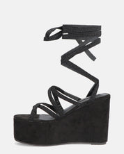 OLLIE - zeppa nera con lacci glitterati