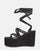 OLLIE - zeppa nera con lacci glitterati
