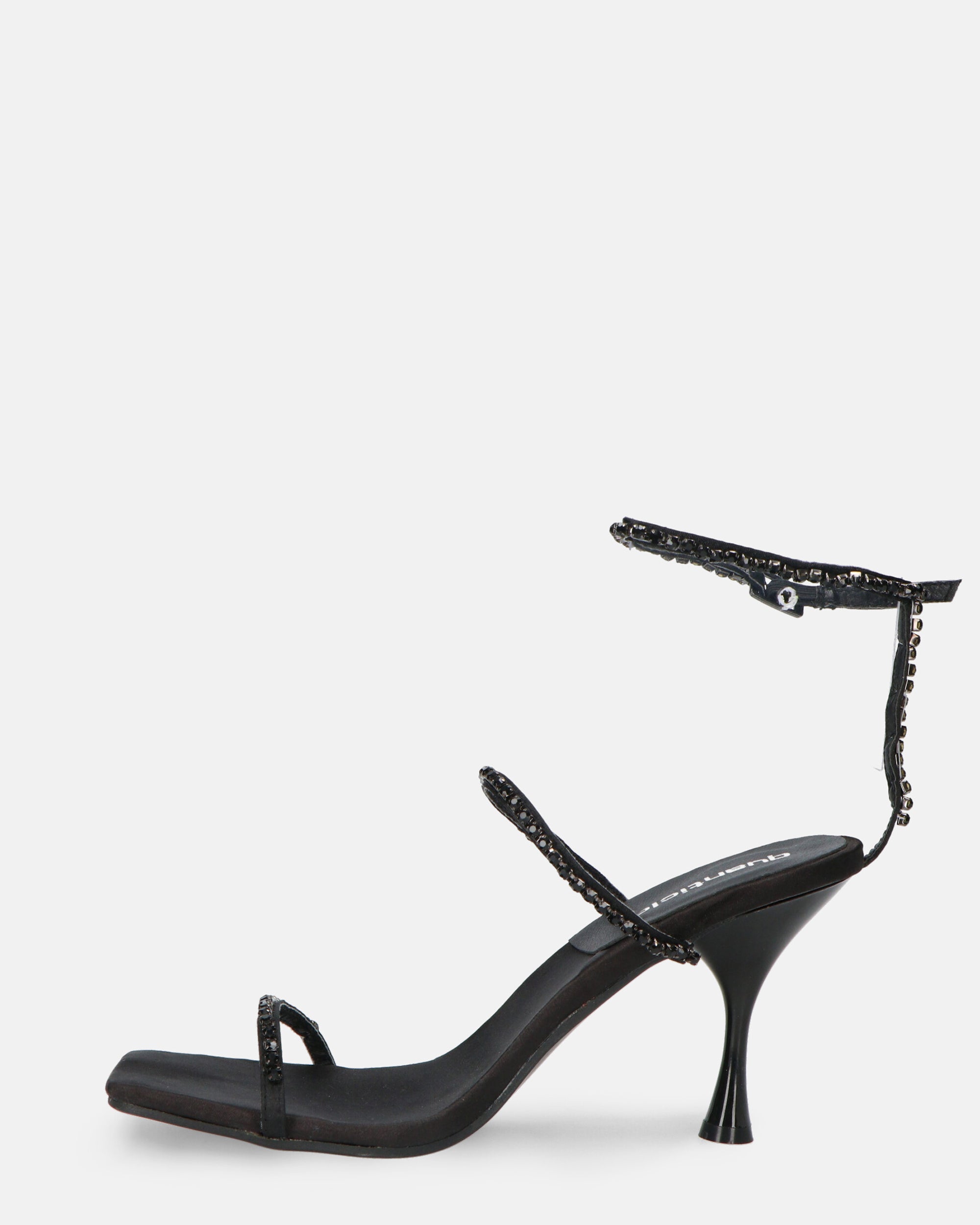 RAHA - sandali in lycra nero con gemme