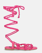 UNIQUE - sandali bassi fucsia con lacci