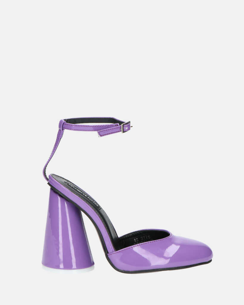 MAYBELLE - sandali in glassy viola con tacco cilindrico