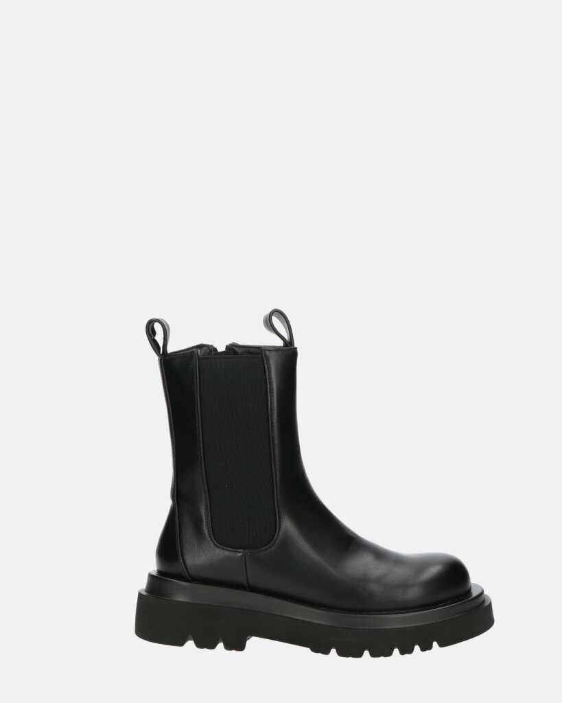 FEBE - chaussures noires avec élastique en simili cuir