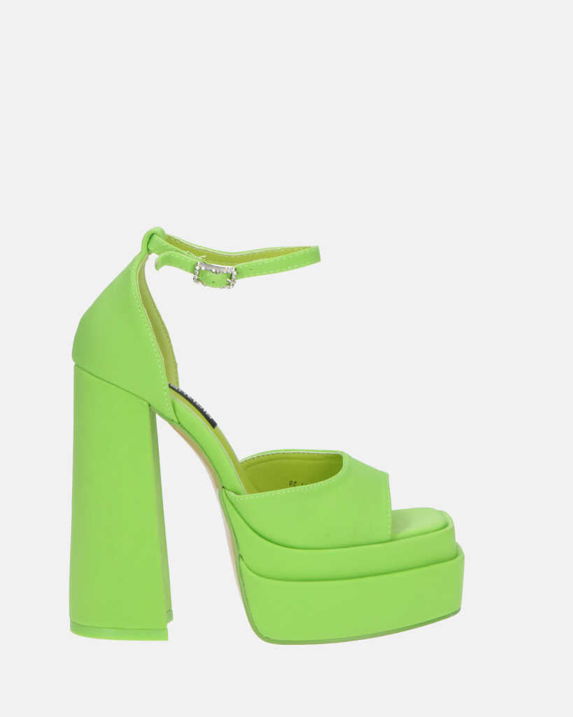 AVA - sandali con tacchi alti in lycra verde e gemme nel cinturino