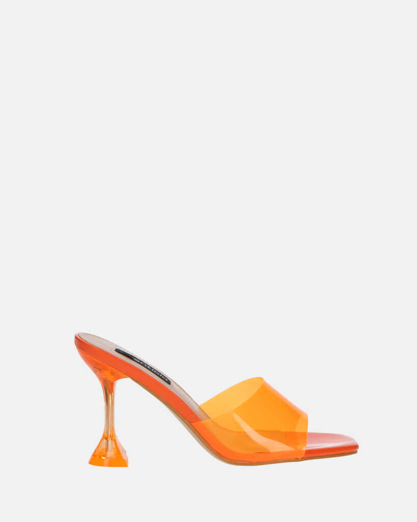 FIAMMA - sandalo con tacco in perspex arancio con suola in PU