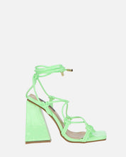 NURAY - sandali con tacco alto in glassy verde con lacci