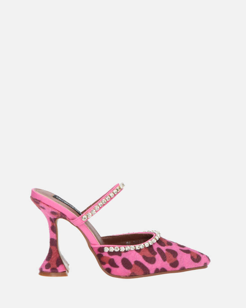 PERAL - scarpa con tacco in leopardato rosa con gemme