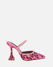 PERAL - scarpa con tacco in leopardato rosa con gemme