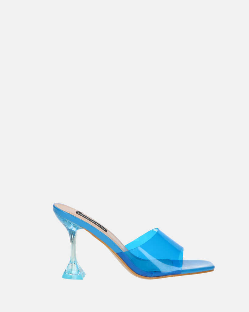 FIAMMA - sandalo con tacco in perspex blu con suola beige
