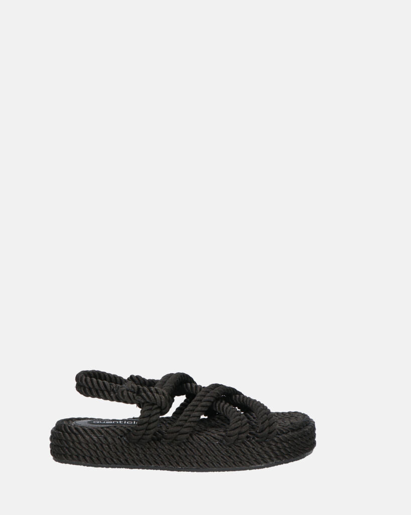 MARIYA - sandali di corda intrecciata neri