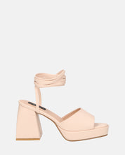 TOMI - sandali beige con lacci e tacco squadrato