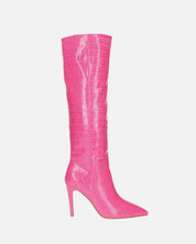 LOLY - stivale con tacco in coccodrillo rosa