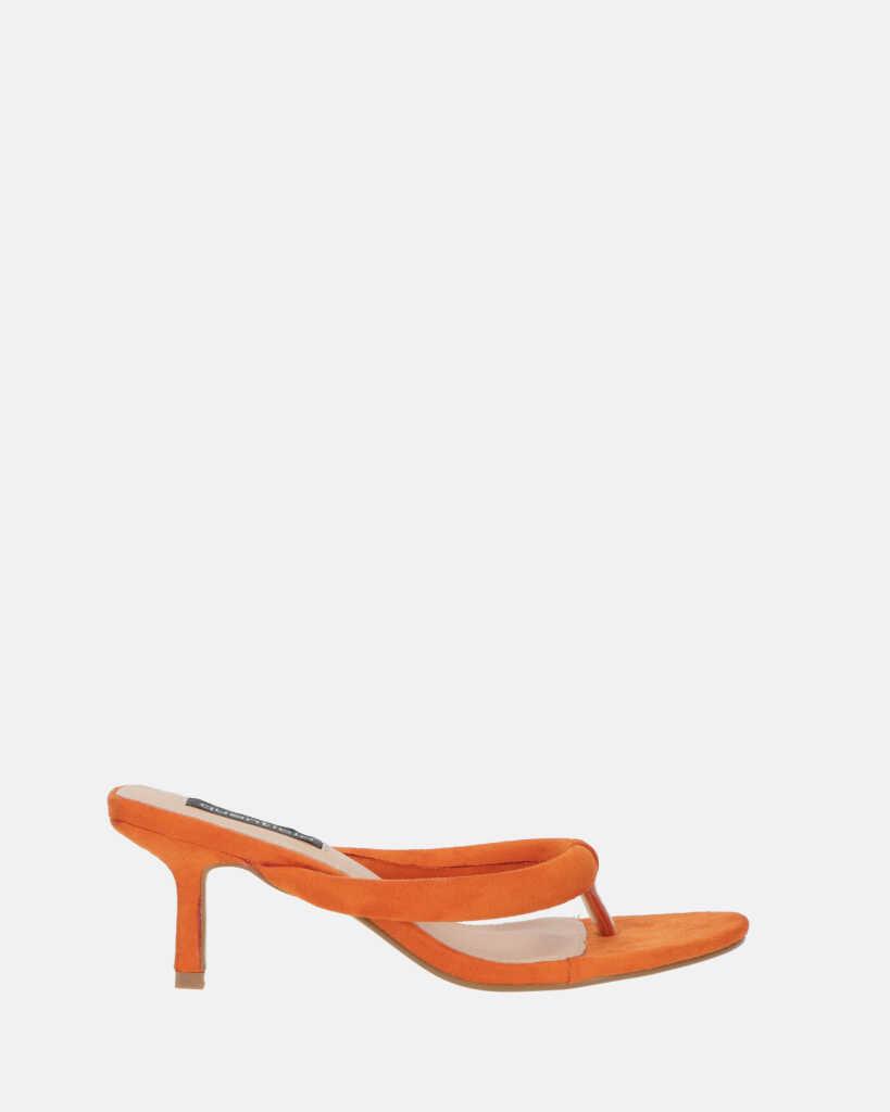 WENDI - sandalo con tacco in camoscio arancio
