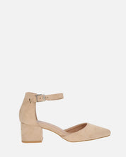 GINNY - sandalo in camoscio beige con tacco