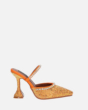 PERAL - scarpa con tacco in glitter arancio con gemme