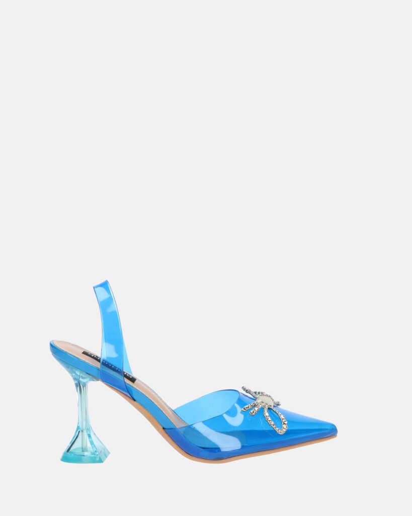 CONSUELO - tacchi in perspex blu con decorazioni in punta