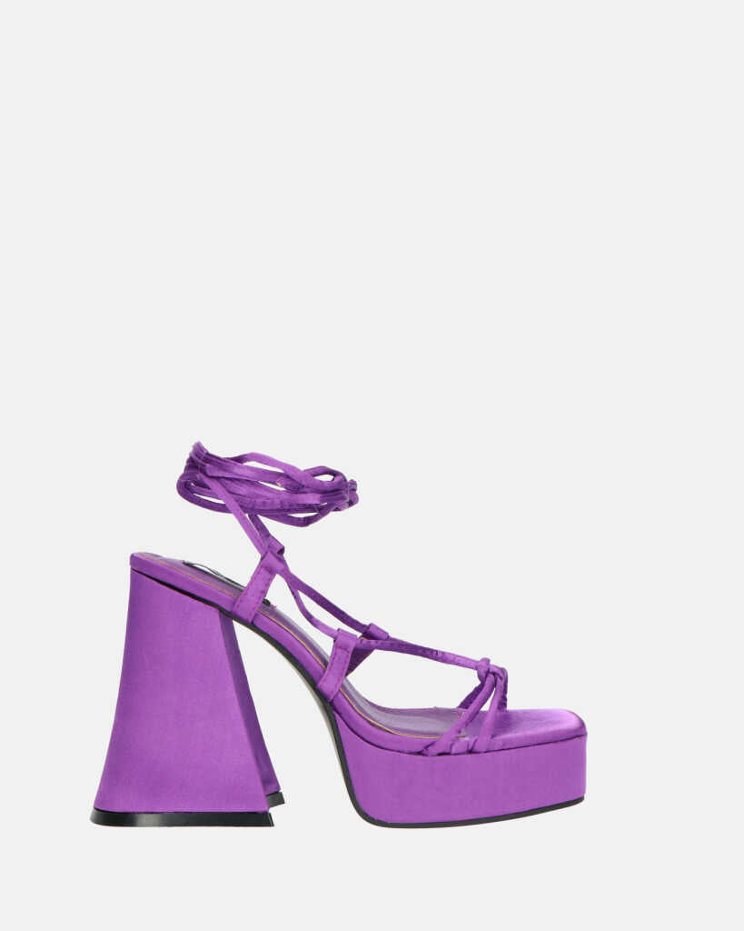 LORINA - sandali con tacco e platform in lycra viola