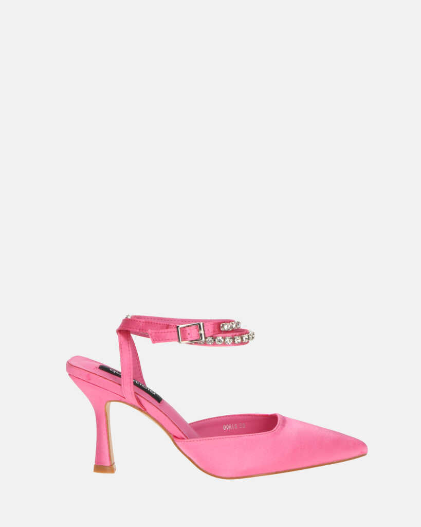 DORIS - scarpe con tacco il lycra rosa e gemme sul cinturino